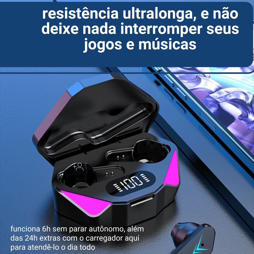 Fones de ouvido bluetooth gamer, X15 tws, sem fio, 65ms, baixa latência, com microfone handfree. Dispositivo top para você que procura um fone de qualidade.