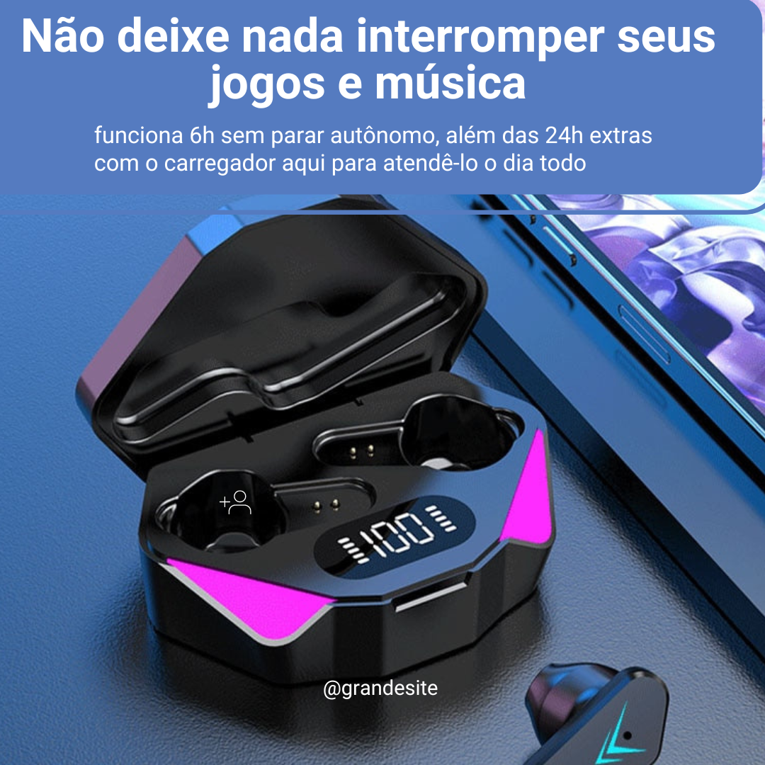 Fones de ouvido bluetooth gamer, X15 tws, sem fio, 65ms, baixa latência, com microfone handfree. Dispositivo top para você que procura um fone de qualidade.