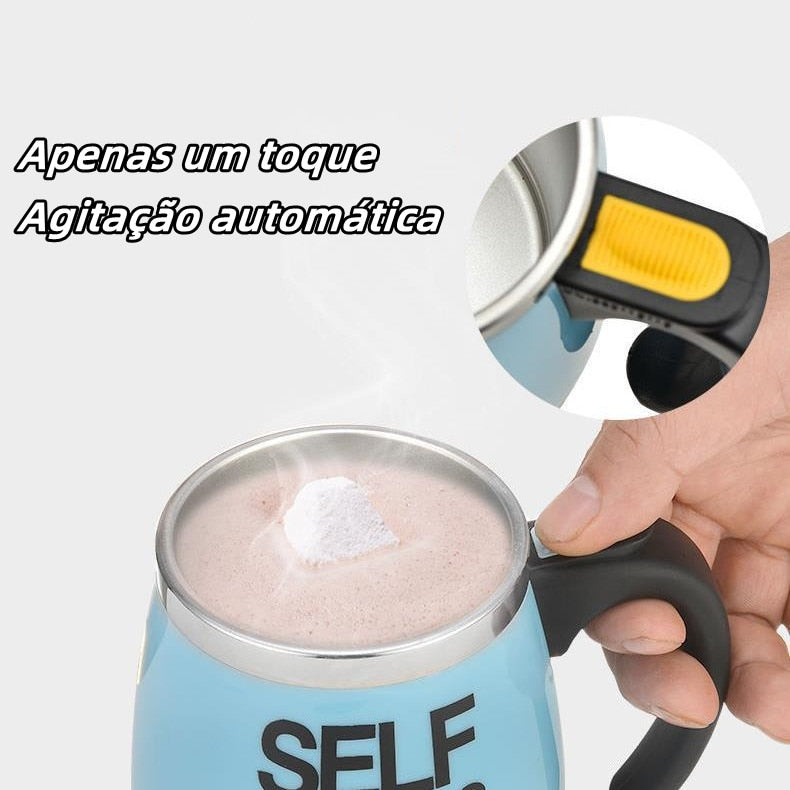 Caneca de auto-agitação Automática, de 400 ML para fazer misturas rápidas.  Leite com Nescáu, leite com tody, ovos, entre outros.